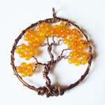 Orange Tree Of Life Pendant - Bohemian Jewelry -..