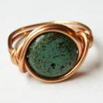 Boho Turquoise Ring Custom Size In Copper
