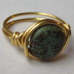 Boho Turquoise Ring Custom Size In Gold