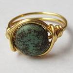 Boho Turquoise Ring Custom Size In Gold