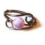 Pink Gemstone Ring, Wire Wrapped In Gunmetal,..