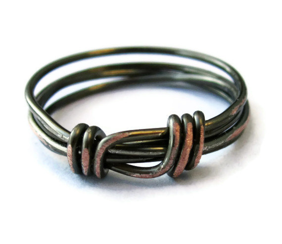 Unisex Ring Custom Size In Distressed Gunmetal Gothic - Stacking Ring