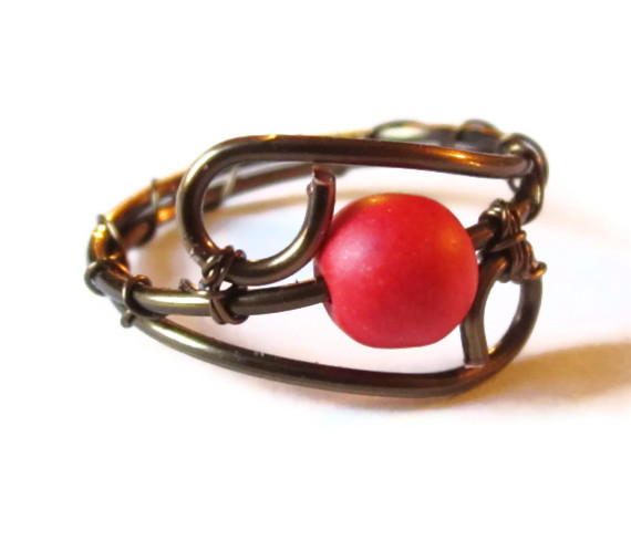 Red Bohemian Gothic Ring