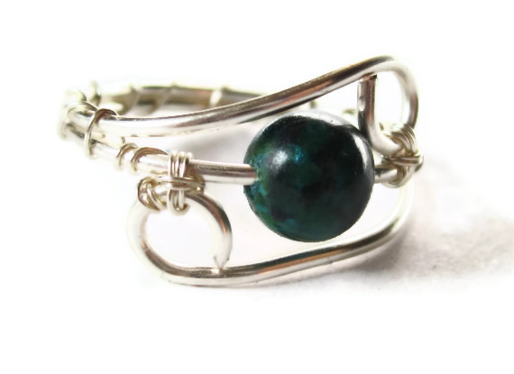 Australian Sapphire Jasper Ring In Silver, Emerald Colored Stone